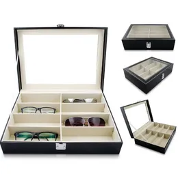 Eyeglass Sunglasses Storage Box With Window Imitation Leather Glasses Display Case Storage Organiser Collector 8 Slot Quality Wholesale