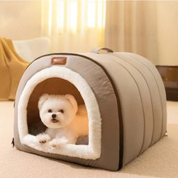 kennels pens Autumn and Winter Pet Nest Cat Hole Dog Hole Large Portable Space Basket Cave Indoor Bed Soft Sofa Cat Bed Closed Warm Nest 231110