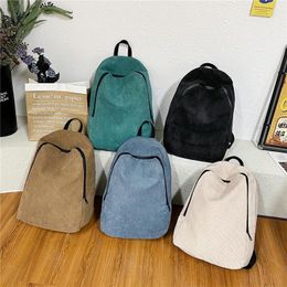 Backpack Women Soft Female Corduroy School Backpacks For Teenage Girls Solid Color Knapsack With Zipper