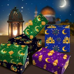 4 PC Gift Wrap 12pcs Cartoon Muslim Eid Mubarak Ramadan Party DIY Gift Wrapping Papers Handbook Material Paper Birthday Party Decorations Z0411