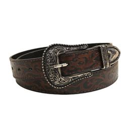 High Finish Floral Embossed hand carved Belts western double stitched edges leather tooling belt for unisex