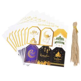 4 PC Gift Wrap 48Pcs Eid Mubarak Paper Label Card DIY Handmade Hang Tag Ramadan Kareem Festival Party Decorations Gift Wrapping Supplies Z0411