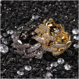 Band Rings Mens Gold Ring Hip Hop Jewellery Fashion Blingbling Iced Out Sier Cuban Drop Delivery Dhgarden Otn9E