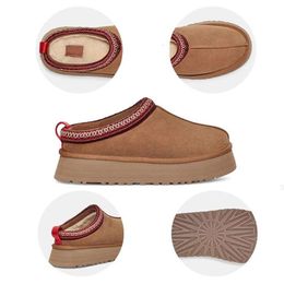 Tasman Slippers Chestnut Fur Slides Sheepskin Shearling Tazz New Mules Women Men Ultra Mini Platform Boot Slip-on Shoes Suedeugglis boots