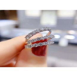 Cluster Rings Moissanite Eternity Ring 07 Ct Color Vvs1 Clarity Platinum Plated 925 Sterling Silver Wedding Band Engagement6512432