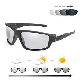 Men Photochromic Sunglasses Matte Black Sports Goggles Women Colour Changing Polarised Driving Sun Glasses 230920