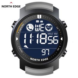 Wristwatches NORTH EDGE Men's Digital Watch Military Waterproof 50M Running Sports Pedometer Stopwatch Heart Rate Wristband Android IOS 230410