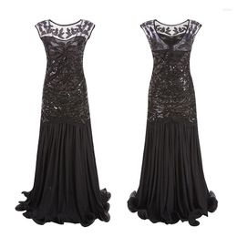 Casual Dresses Cosplay Costume Party Dress The Gatsby Vintage 1920s Flapper Beaded Sequins Maxi Sheer Sparkly Women Long