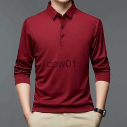 Men's T-Shirts Fashion Men New Business Solid Polo Shirts Spring Autumn Cotton Long Sleeve Button Lapel Male Clothing Loose Casual T-Shirt Tops J231111