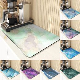 Table Mats Marble Style Diatomaceous Earth Mat Placemats Silicone For Dining Tables Gilded Texture Pattern Dish Drying Mouse Pad