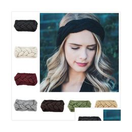 Women Fashion Cloghet Rope Shape Turban Knitted Head Wrap Hairband Winter Ear Warmer Headband Hair Band For Girl Accessories Drop Deli Dhwcu
