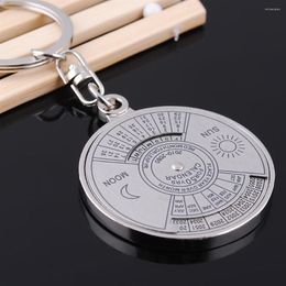 Keychains 2010 To 2060 Mini Ancient Compass Keyrings Unique 3D Metal Moon Sun Printing Keychain Perpetual Calendar Amusing Keyring