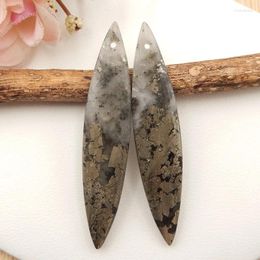 Loose Gemstones Natural Stone Semi-precious Stones Pyrite Fashion DIY Marking Charms Women Earrings Jewelry Gift Gem Customized 50x10x5mm11g