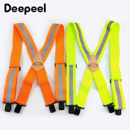 Suspenders Deepeel 1Pc 5*120cm Men's Suspenders Work Suspender Elastic Wide Adjustable X Type Strap Fluorescent Orange Tool Sling Brace 230411