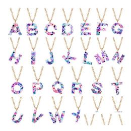 26 Letters Pendant Necklaces Charm Mticolor English Alphabet Necklace Women Fashion Clavicle Chain Jewellery Gift Drop Delivery Dhbmt