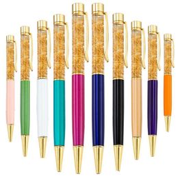 Ballpoint Pens 50 Pieces Luxury Bling Dynamic Crystal Foil Metal Liquid Ballpens Black Ink For Office School Supplies Gifts