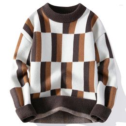 Men's Sweaters 2023 Fall Winter Thick Warm Brand Knit Sweater Men High Quality Striped Wool Korean Fashion Handsome Pullover