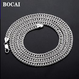 Pendant Necklaces BOCAI 100 Real Solid S925 Silver Car Flower Double Buckle Selling Thick Mans and Woman Necklace 231110
