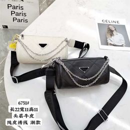 Designer bag 2023 New Soft Leather Cylinder Bag Chain Bar Small Round Broadband Crossbody Small Bag Women's Bag Special price direct sales