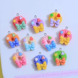 Charms 10Pcs Colourful Cute Donuts Resin For Jewellery Making DIY Earring Necklace Bracelet Pendant Handmade Decoration Accessories