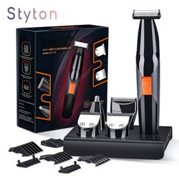 Clippers Trimmers Styton 5 in 1 Hair Trimmer For Men Body Trimmers Face Nose Shaver Rechargeable Beard Razor Hair Clippers Grooming Mustache Kit 230411