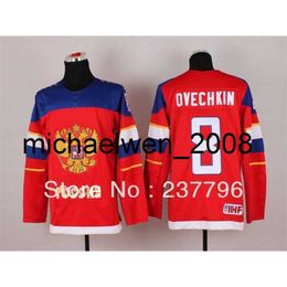 Weng 2014 Team Russia Alex Ovechkin Jersey #8 Sochi Winter Russian Federation Ice Hockey Jersey Best Quality Men's