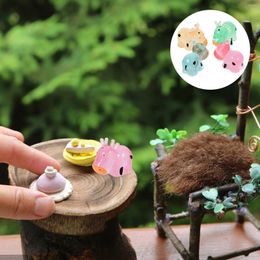 Garden Decorations 8 Pcs Desktop Accessories Small Animal Figurine Micro Landscape Decoration Statue Mini Cow Ornaments Decors Tabletop