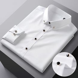Men s Casual Shirts 2023 Solid Color Comfortable Soft Business Fashion Mulberry Silk Fabric Long Sleeve Male 230411