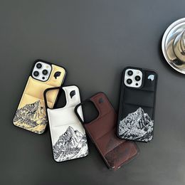 Designer Fashion Down coat case Iphone Case For 11 12 13 14 15 Plus Pro Max Individuality Fabrics Puffy For Iphone Case flat Cotton Winter Match American Trend