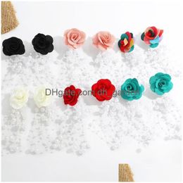 Dangle & Chandelier New Arrivals Bohemia Handmade Fabric Flower Pearls Boho Statement Stud Earring For Women Female Vacation Dhgarden Dhcb0