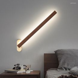 Wall Lamps Long Light Minimalist Staircase Bedroom Bedside Led Lighting Living Room Solid Wood Designer Style Creative Swing Lamp