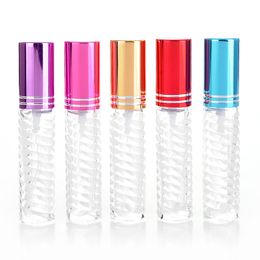 200PCS/LOT 5ml Screw Thread Glass Refillable Empty Perfume Bottle With Spray&Empty Parfume Case For Travel