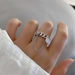 Band Rings Fashion Star Open Rings Chain Women Chic Trendy Star Chain Rings Valentines Dating Jewellery Gift P230411