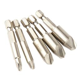 Freeshipping 5Pcs/lot Screw Extractor Drill Bits Screwdriver Set 1/4" HSS Broken Damaged Bolt Remover Easy Out Multitool Power Too Mxwt