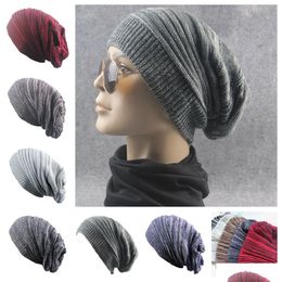 6 Colours Two-Color Pleated Knit Cap Thermal Plover Acrylic Pile Up Hat Outdoor Travel Womens Warm Drop Delivery Dhvwf