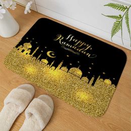 Carpet Golden Eid Mubarak NonSlip Bath Entrance Door Mat Rug Ramadan Kareem Decorative Velvet Carpet Floor Mats Doormat Home Decor Z0411