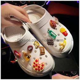 Shoe Parts Accessories Dog Pizza Fries Food And Wine Charms Fit Croc Toy Gifts Slipper Party Xmas Diy Buckle Decoration Drop Deliv Dhewa