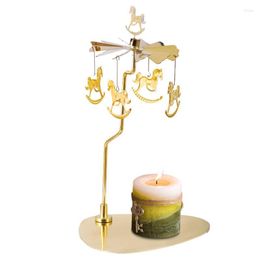 Candle Holders Thermal Rotation Holder Gold Carousel Candlestick Romantic Spinning For Wedding Home Decor