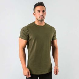 Men's T-Shirts Stylish Plain Tops Fitness Mens T Shirt Short Sleeve Muscle Joggers Bodybuilding Tshirt Male Gym Clothes Slim Fit Tee 23fallow