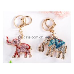 Key Rings Colorf Elephant Car Key Ring Diy Craft Handcraft Rhinestone Crystal Chains Bag Pendant Jewellery Drop Delivery Jewelr Dhgarden Dhyci