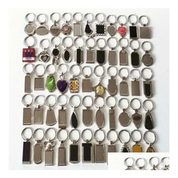 Customizable Logo 30 Styles Shape Metal Blank Tag Keychain Creative Car Business Advertising Personalised Stainless Steel Key Drop Del Dhkcz