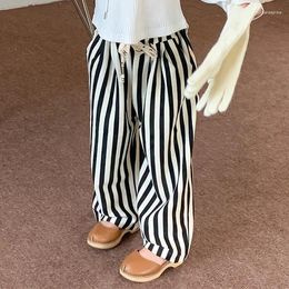 Trousers Spring Autumn Baby Girls Loose Vertical Stripe Kids Cotton Wide Leg Pants 2-7Y