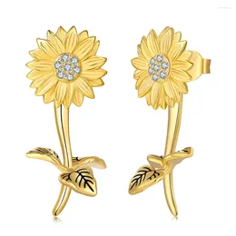 Stud Earrings 925 Sterling Silver Sunflower You Are My Sunshine Jewelry Birthday Christmas Gifts For Women Girls Wife Friends