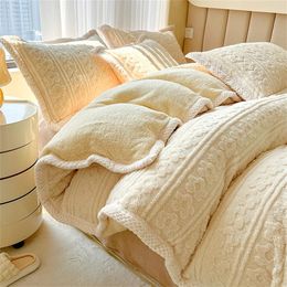 Bedding sets Thickened Rabbit Velvet Bedding Set Milk Velvet Winter Warm Four Piece Set Quilt Cover Bed Linen Pillowcase King Bedroom Decor 231110