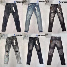 Pantaloni jeans viola firmati Ksubi Designer Panta lones Jeans lunghi vecchi lavati con strappi di jeans dritti e regolari strappati da uomo