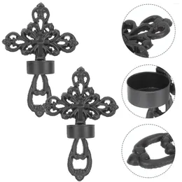 Candle Holders 2 Pcs Cross Candlestick Decorative Holder Metal Decoration Wall Hanging Iron Tea Light Creative