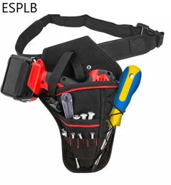 Tool Bag ESPLB Multi-functional Waterproof Drill Holster Waist Tool Bag Electric Waist Belt Tool Pouch Bag for Wrench Hammer Screwdriver 230410