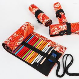 School Supplies Stationery Complete Kit Pouch Cotton And Linen Japanese Useful Pencil Cases 12 Holes