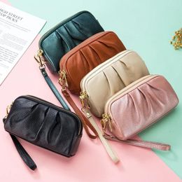 Wallets Handheld Bags For Women Mother's Handbag Wallet Cowhide Double Layer Zipper High-end Feeling Mobile Phone Bag Carteras