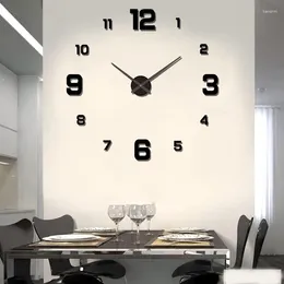 Wall Clocks 3D Luminous Clock DIY Digital Frameless Acrylic Mute Mirror Stickers Home Living Room Office Decor